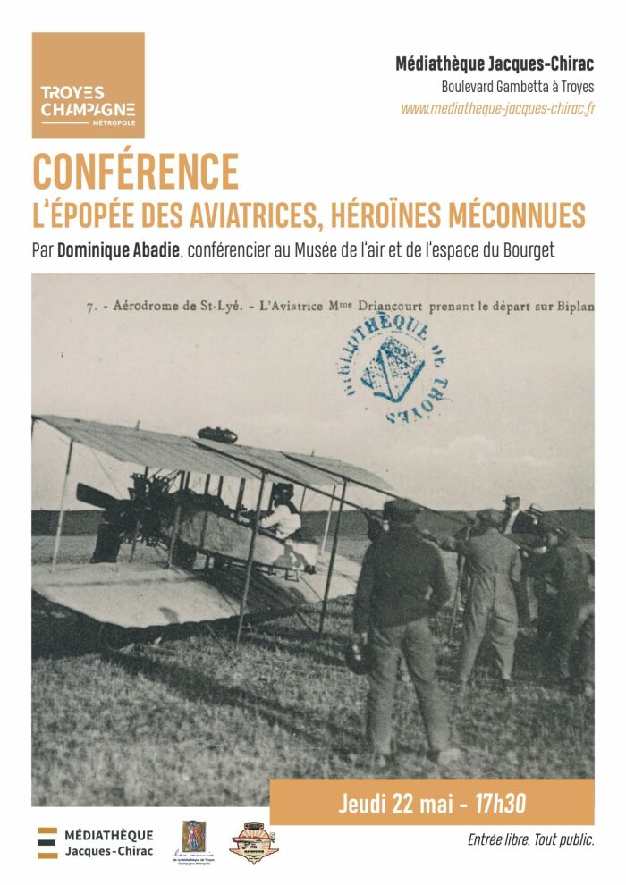 Affiche conf femmes aviatrices Troyes Champagne Métropole