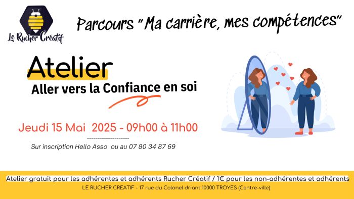 Atelier confiance en soi Le Rucher Créatif